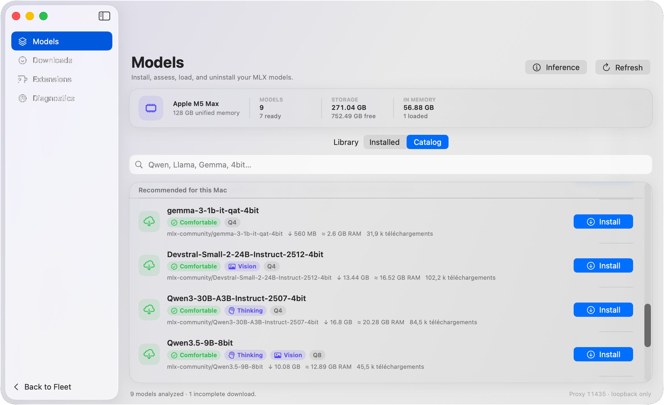 MLX Fleet model library catalog